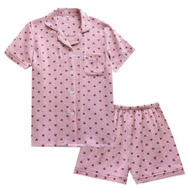 Women Summer Seersucker Pajama Set, Soft Thin Comfortable Lapel Short Sleeve Sleepwear Home Outfit, Satin Pyjamas For Women, Pj Shorts Set, Ladies Comfort Lounge Wear Nightwear