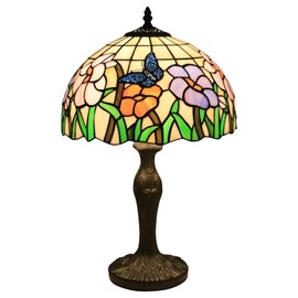 KUAOXK Tiffany Style Table Lamp Glass Bedside Lamp Antique Luxurious Bedside Desk Reading Light Desk Light Metal Base Decor Bedroom Living Room Home Office (Size : HE128616T)