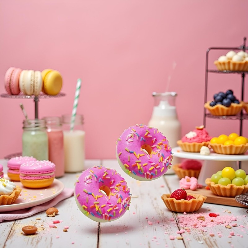 2Pcs Realistic Artificial Fake Donuts Food Fake Cakes Desserts Donut