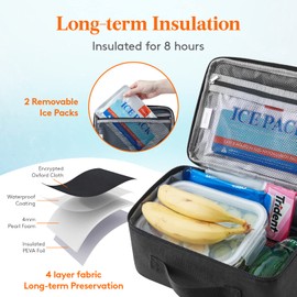 Lifewit Freezable Lunch Box, Insulated Reusable Lunch Bag with 2 Ice Packs, Mini Cooler Snack Bag for Bento Box for Salad, Sandwich, Snacks fo Men Women for Work, Dark Blue 5L