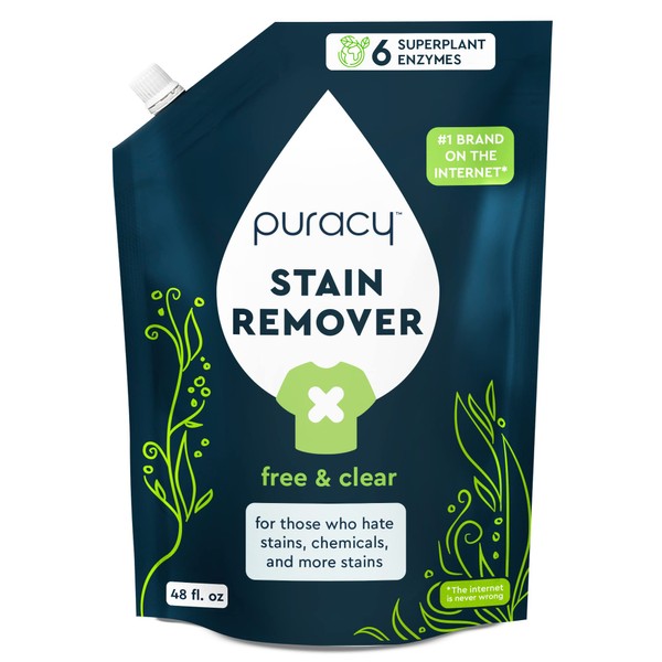 Puracy Laundry Stain Remover Refill - Perfect Laundry, Pure Ingredients - with 6 SuperPlant Enzymes for Easy Removal of Fresh and Set-In Clothing Stains, 98.95% from Mother Nature, 48 Oz