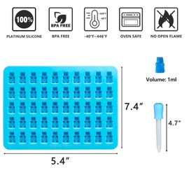 WARM TIME Gummy Bear Candy Molds Silicone, Gummy Molds with 2 Droppers, Non-Stick Silicone Fruit Snack Moulds BPA Free, Set of 4