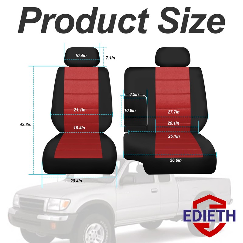 EDIETH Premium Knitted Front 60/40 Split Seat Covers for Toyota