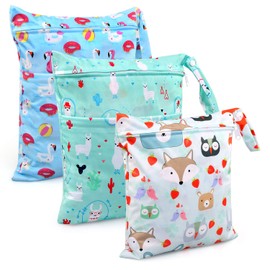Nappy Bag, BelleStyle Changing Bag, 3 Pieces Wetbag Organiser Bag Wet Bag Baby Reusable Waterproof Washable Zip Large for Toddler Nappies Travel Gym Beach Pool (Blue)
