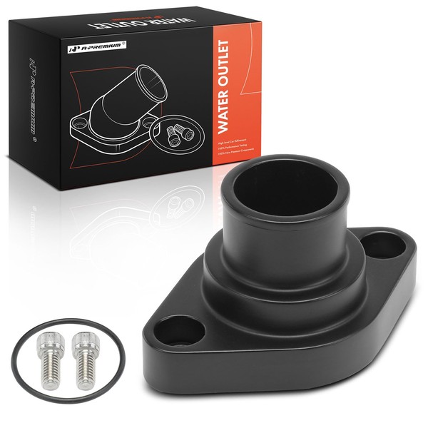 A-Premium Black Aluminum Straight Water Neck/Thermostat Housing Compatible with Chevy