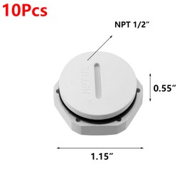 Antrader 10Pcs NPT 1/2inch White Weatherproof Nonmetallic Closure Plug Assortment,Nylon Plug Round Cover Flame Retardant