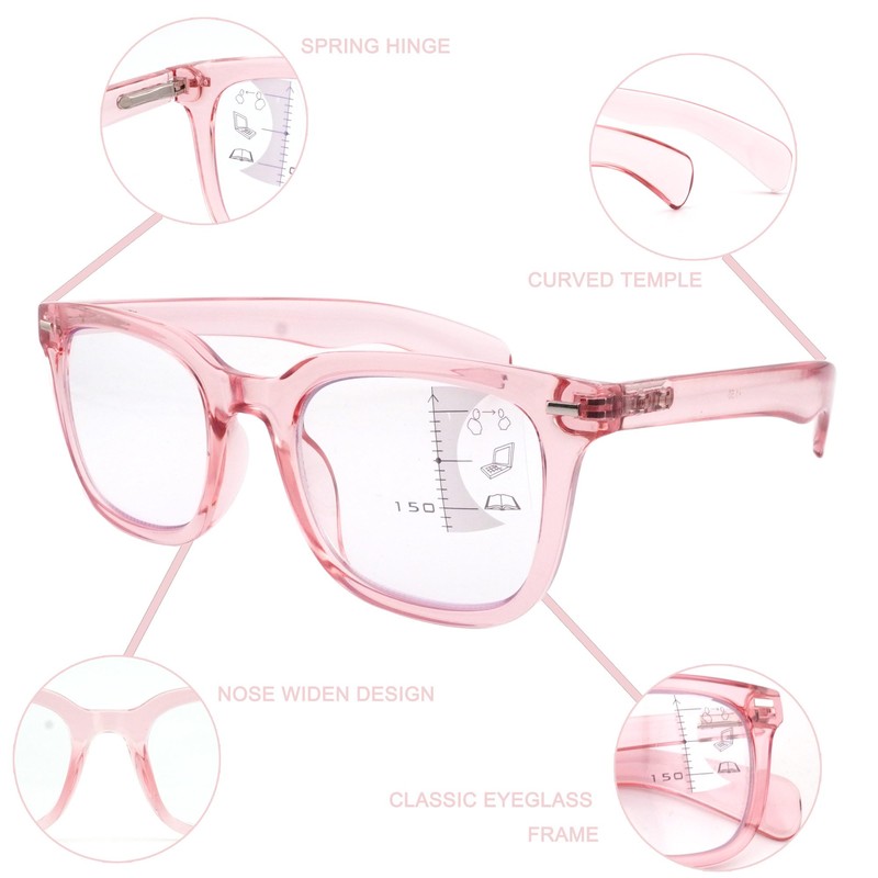 HIYANJN Progressive Multifocal Reading Glasses for Women Metal Rectangular Frame