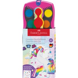 Faber-Castell 125002 Unicorn Edition Connector Watercolour Box with 12 Paints Including Rainbow Glitter Tube