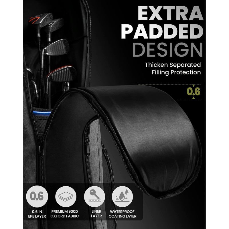 OutdoorMaster Golf Travel Bag, 900D Heavy Duty Oxford Waterproof -