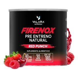 Valara Firenox Pre-entreno En Polvo 180g Sabor Ponche - Suplemento Alimenticio Natural - Red Punch - Beta Alanina - 30 Servicios - Gym, Entrenamiento