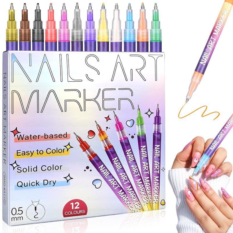 Juego de 12 Rotuladores para Nail Art Nuevos Rotuladores Para