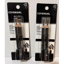 COVERGIRL 2 Packs COVERGIRL Easy Breezy Brow Fill + Define Pencil + Sharpener #500 Black