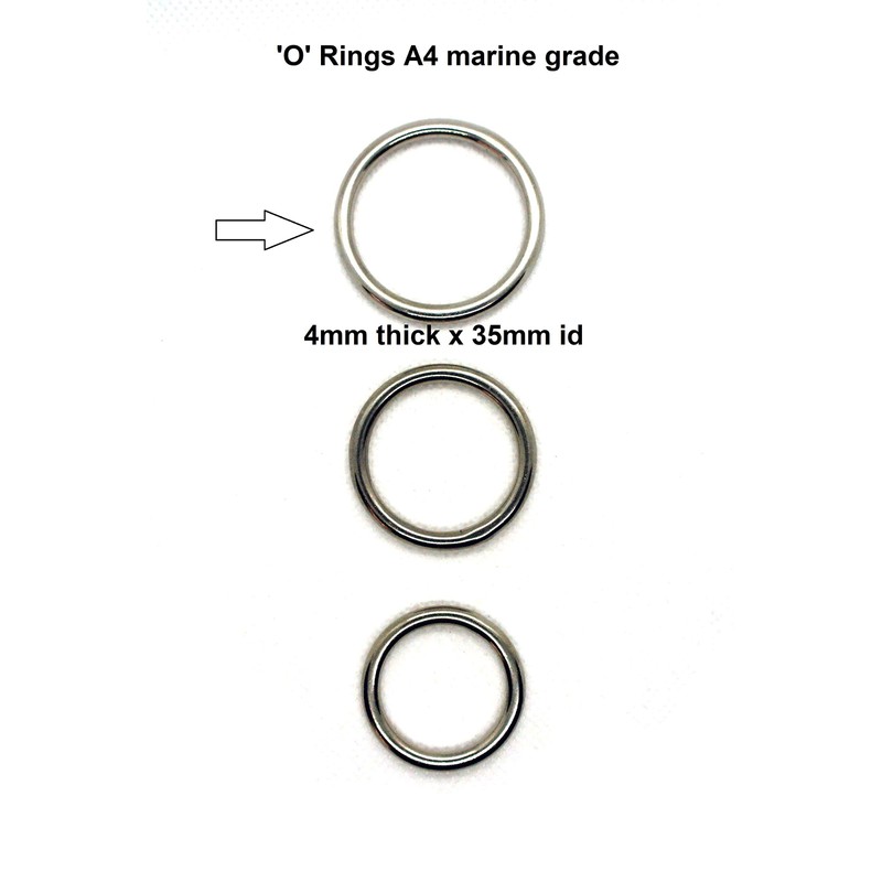 ‘O’ Rings welded polished Marine Grade A4 Stainless Steel 316.