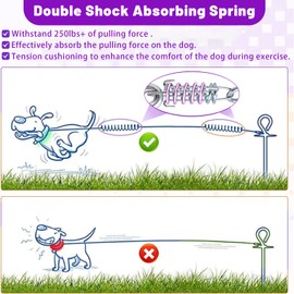 HaiYUAN Dog Tie Out Cable 10/15/20/25/30FT Dog Run Cable Rosy Pink/Blue/Purple/Silver/Red/Green/YellowTie Out Cable for Large Dogs Heavy Duty for Outside Hold Large Dogs Up to 250LBS