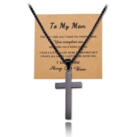 Anniversary Birthday Gifts for Husband Necklace I Love You Gifts for Him Fiance Boyfriend Cross Necklace for Men Soulmate Bf Christmas Valentines Day Gift Ideas Hubby Wedding Engagement Gift Necklace