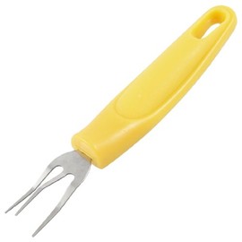 Qtqgoitem Silver Tone Yellow Stainless Steel Serrated Corn Fork (model: b99 db2 a8b 364 8c4)
