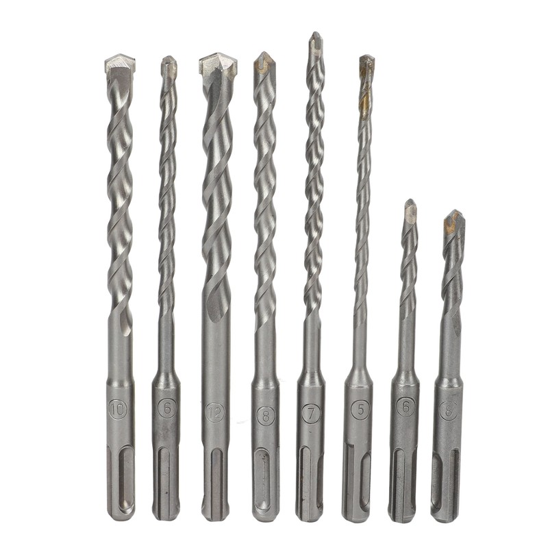 8Pcs Hammer Drill Bit Carbide Tip 2 Flute Drilling Tool