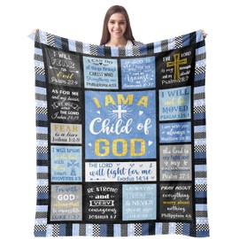 CUJUYO Christian Gifts for Men, Dad, Son, Brother, Him Blanket 50"x40" - Inspirational Religious Graduation/Birthday Gifts - Baptism Confirmation Gifts for Boys - Catholic Spiritual Gifts for Men