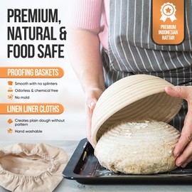 Trailblaze Banneton Bread Proofing Basket - Sourdough Bread Baking Supplies – Sourdough Starter Kit – Sourdough Proofing Basket Gift for Bakers - 2x Round Bread Baskets (9 Inch)