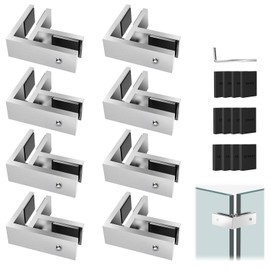 Gyykzz 8 Pack T316 Marine Grade Railing Glass to Glass Clamp, Stainless Steel Bracket for Balustrade, 90 Degree Brushed Finish Railing Clip Holder for Pool Fence, Balustrade, Balcony Deck