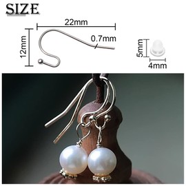 TOAOB 200pcs French Earring Hooks Silver Plated Hypoallergenic 22x12mm Ear Wires with Clear Rubber 5x4mm Earring Backs for Jewellery Making