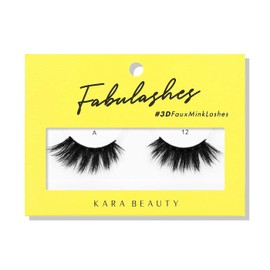 KARA BEAUTY Fabulashes Bold 3D Faux Mink Strip Lashes – Thick Fake Eyelashes, Dramatic Lash Strips for Goth & Full Glam – Reusable Fluffy Falsies with Wispy Volume – Style A12