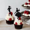 18pcs Black Silhouette Glitter Lady Dessert Cupcake Topper Pick for