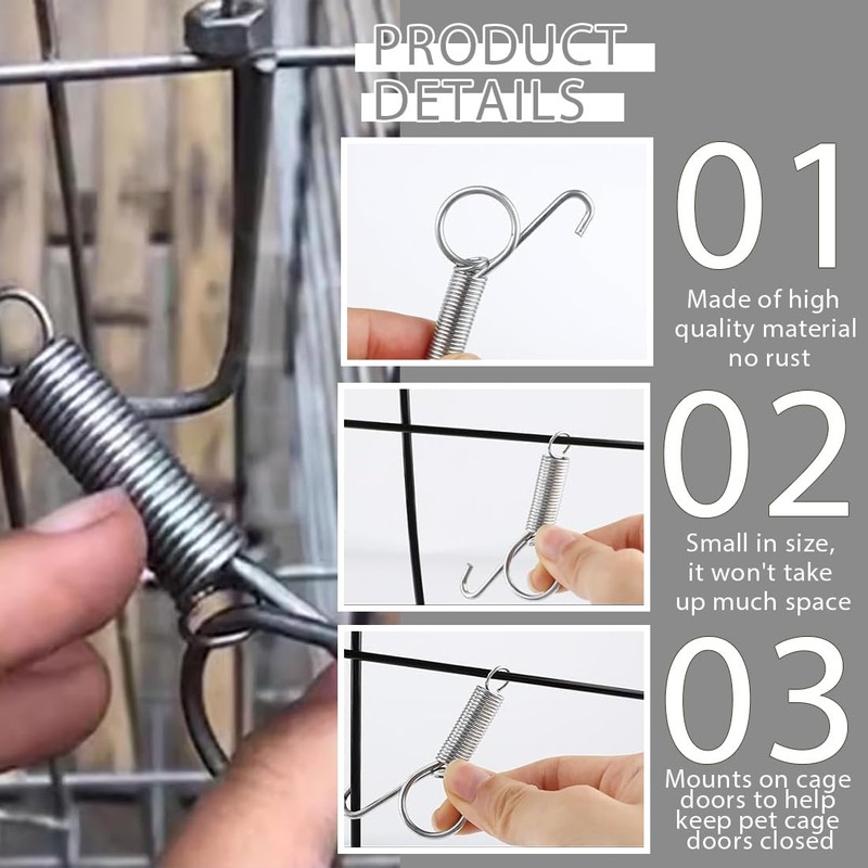 Rabbit Cage Door Hooks, Pack of 10 Cage Door Spring