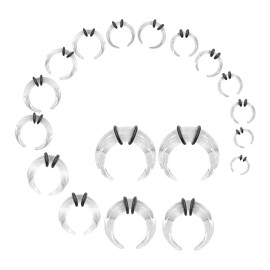 Luxe Modz 2Pk Buffalo Horn Horseshoes Clear Acrylic C Shaped Septum Pincher Tapers Bull - 0 Gauge (8.0mm)