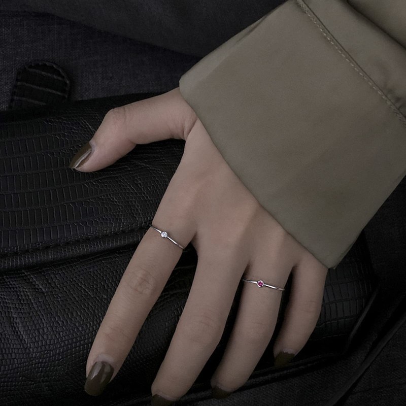 Simple Birthstone Rings for Women Family Jewelry 925 Sterling Silver