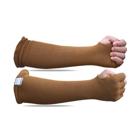 BSV Kevlar Cut, Scratch, Bite, and Heat Resistant Arm Protection Sleeves with Finger Openings - Unisex, 18 Inches, Desert Tan, 1 Pair