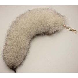 Huge Fluffy White Gray Fox Tail Fur Cosplay HOOK Handbag Accessery Fashion Charm
