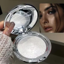 Resaltador de luz de luna blanca – Brillo de diamante impermeable para rostro y cuerpo | Acabado metálico helado con brillo ultrafino | Brillo de larg