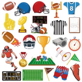 25 Pcs Football Window Clings Football Party Thick Gel Cling for Toddlers, Kids and Adult Wall Decals Stickers for Home, Classroom, Airplane Football Jelly Stickers for Sport Party