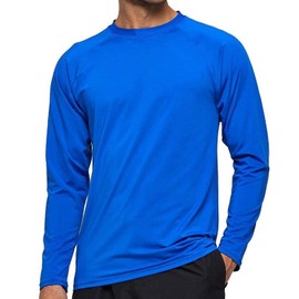 Arcweg Rashguard Men Long Sleeves Diving UV Protection UPF 58+ Elastic Rash Vest Loose Fit Top Swimming Quick Drying Surfing Pool T-Shirt Sports Top Rashie Blue