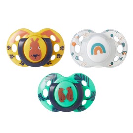 Tommee Tippee Tommee Tippee Fun Style Pacifier and Fun Style Night Glow in the Dark Pacifier, Symmetrical Design, BPA-Free (18-36m), Pack of 3 Pacifiers