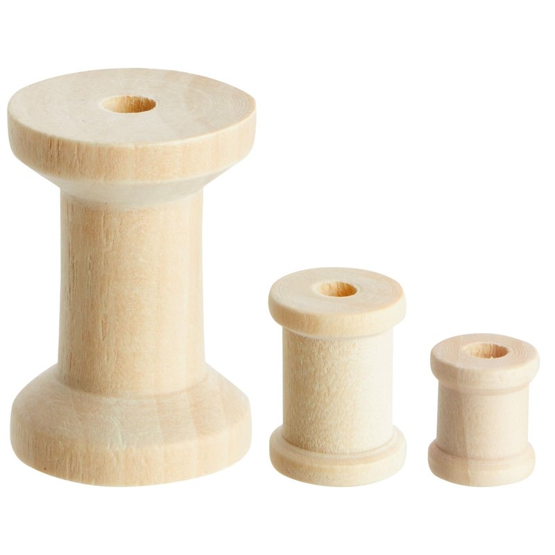 Bright Creations Empty Wooden Spools for Crafts in 3 Sizes