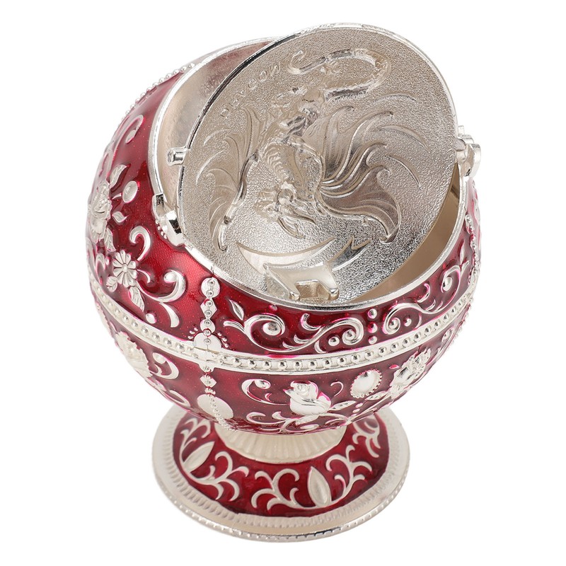 Ball Ashtray with Windproof Lid Retro Dragon Stereoscopic Relief Zinc