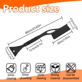 Xiujuers Car Ice Scraper with Broom 60 cm Windscreen Scraper Car with Foam Handle, 2-in-1 Car Snow Brush, Ice Scraper with Broom Car Snow Brush for Car, SUV, Truck (Blue)
