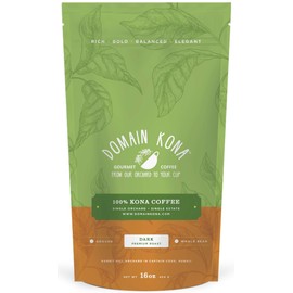 100% Kona Coffee – Whole Bean, Dark roast, Single estate gourmet coffee, 16 ounces, Ships direct from Domain Kona, farm fresh