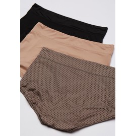 Warner's womens Blissful Benefits No Muffin 3 Pack Panty Briefs, Black/Toasted Almond/Lace Dot Print, XX-Large US