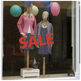 Large Red Shop Window Sale Sign - Double Sided Vinyl Static Cling Sales Window Sticker for Glass