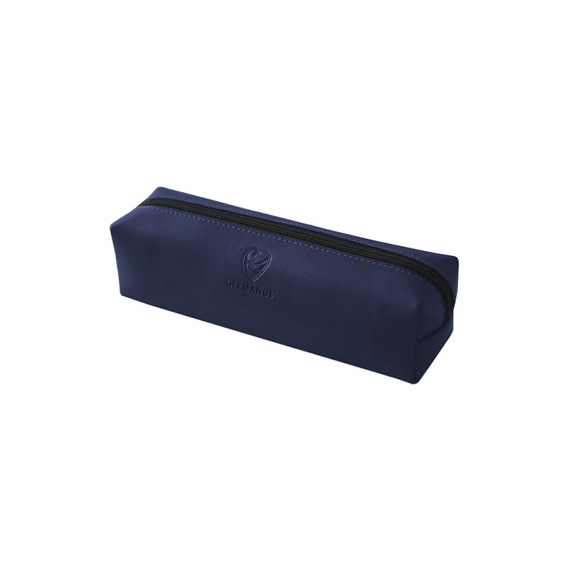 GERMANUS Leather Pencil Case - Made in EU (Blue), blue,