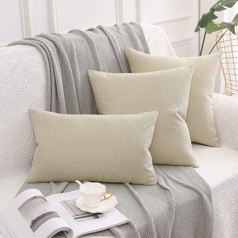 Miulee Pack of 2 Linen-Look Home Decorative Cushion Covers with