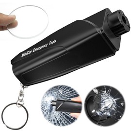 Rescue Hammer, Multi-functional Window Breaking Hammer, Submersion, Fire, Emergency Escape, Punch Type, Permanent Car Escape Hammer, Alloy Hammer Head, Test Glass Included (Black)