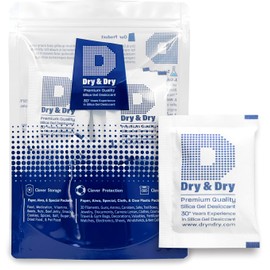 Dry & Dry 10 Gram [10 Packets] Silica Packets, Desiccant Packs, Dehumidifiers, Silica Gel Packets, Silica Gel - Food Grade Rechargeable Moisture Absorbers, Silica Gel Packets, Silica Packets