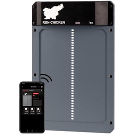 RUN-CHICKEN Door T50 – Automatic Chicken Coop Door Opener, Battery Powered & Weatherproof Aluminum, Smart App & Timer Control, Predator Proof, Easy Install, Reliable All-Season Performance (Gray)