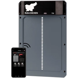 RUN-CHICKEN Door T50 – Automatic Chicken Coop Door Opener, Battery Powered & Weatherproof Aluminum, Smart App & Timer Control, Predator Proof, Easy Install, Reliable All-Season Performance (Gray)