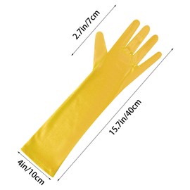 Lystaii Long Opera Party 20s Satin Gloves Stretchy Elbow Length Wedding 15 Inch Classic (Yellow)