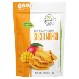 Gourmet Grove - Natural Dried Mango Slices 6 OZ Pack of 1 | Soft, Juicy, Sliced Mangoes | Lightly Sweetened - (Pack of 1)